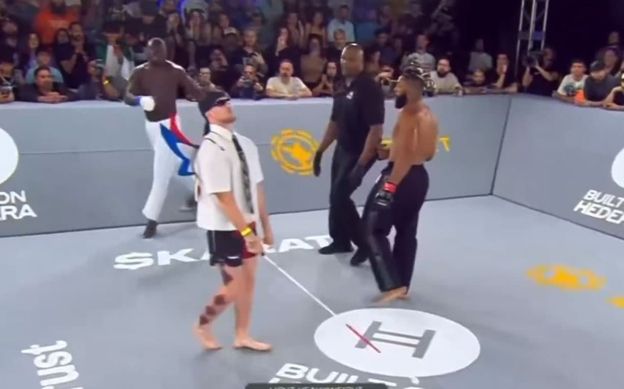 Video: Tattooed clown Winged C interrupts Karate Combat fight, gets into brawl following event