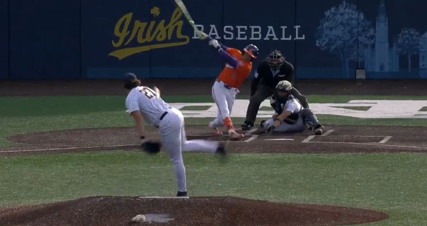 Notre Dame ‘s Jack Radel tosses a complete game shutout against Clemson