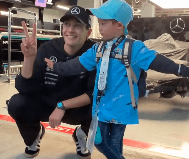 George Russell enjoys a reunion with his biggest fan at the Japanese Grand Prix
