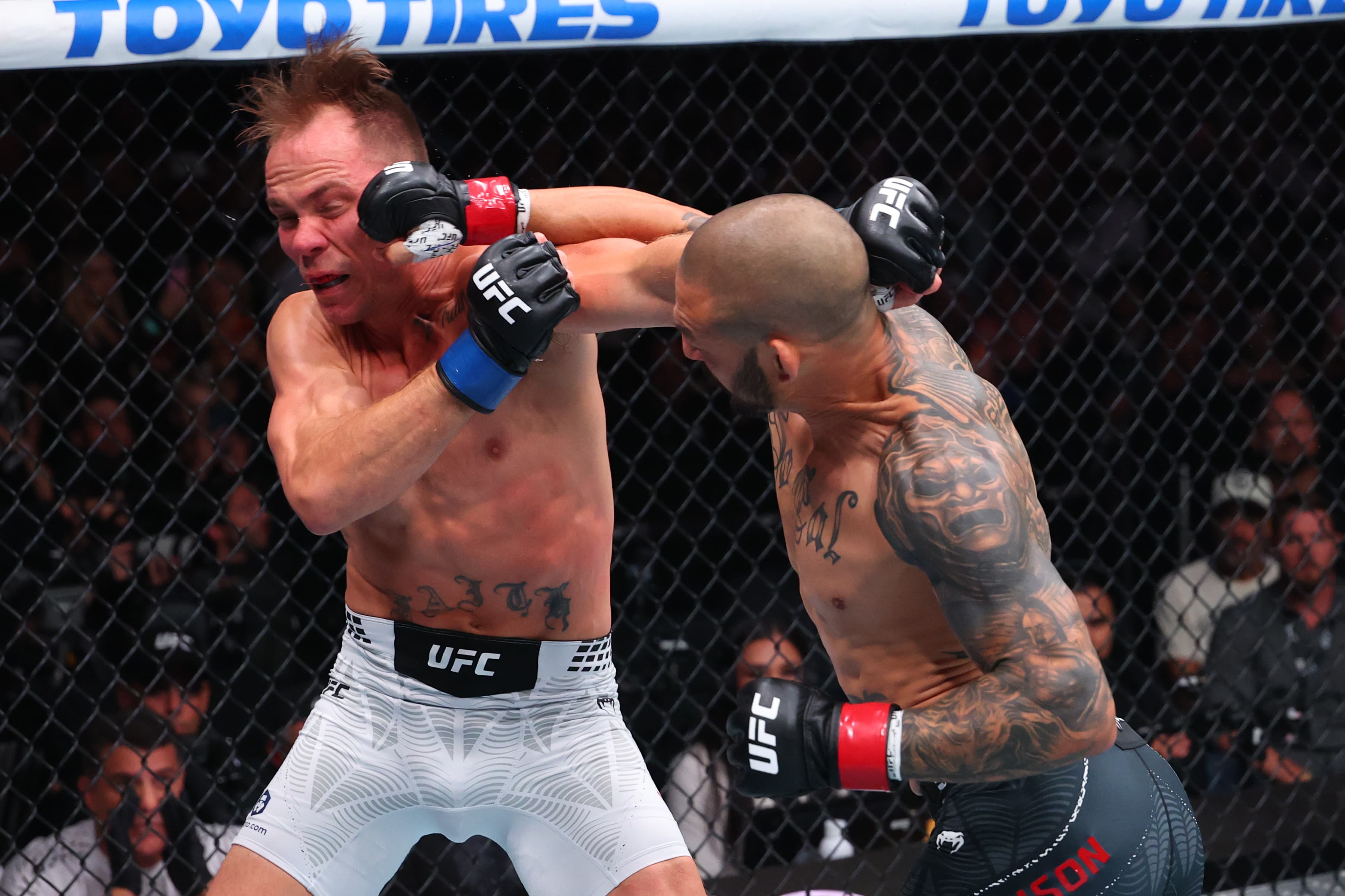 UFC 327 video: Cub Swanson demolishes Nate Landwehr with multiple knockdowns in retirement fight