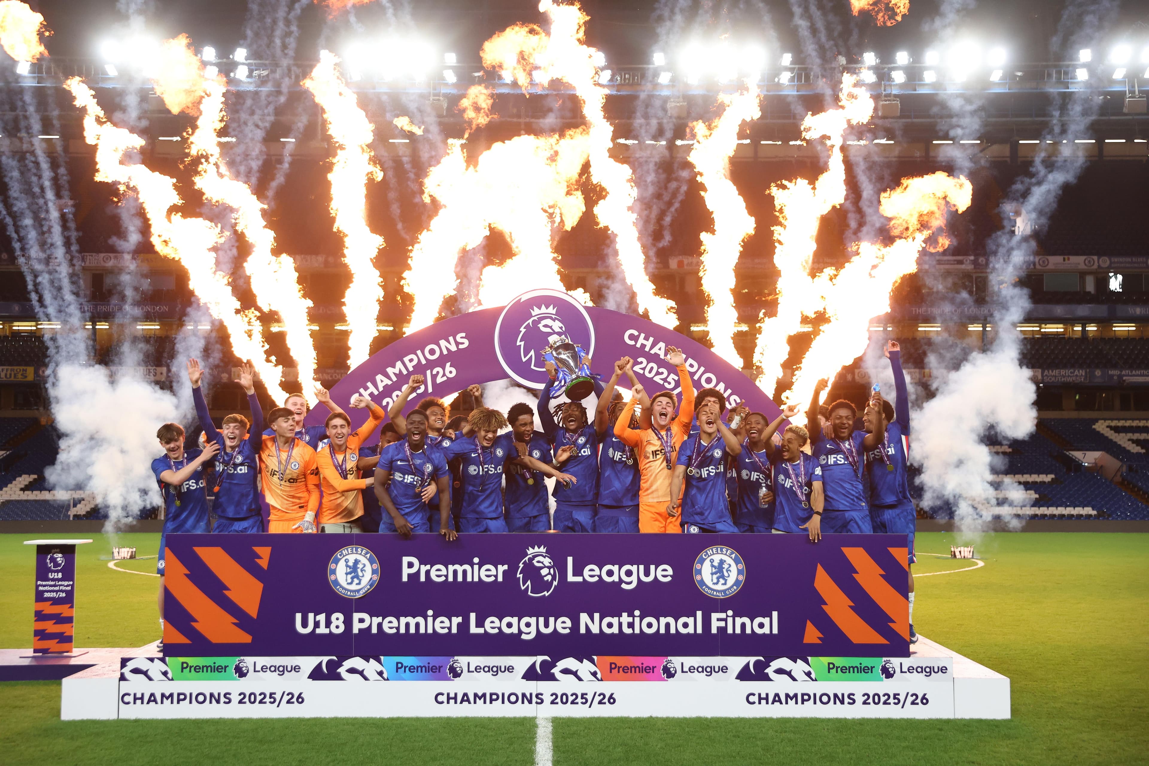 Chelsea romp to U18 Premier League crown with 5-1 win over Manchester City in National Final