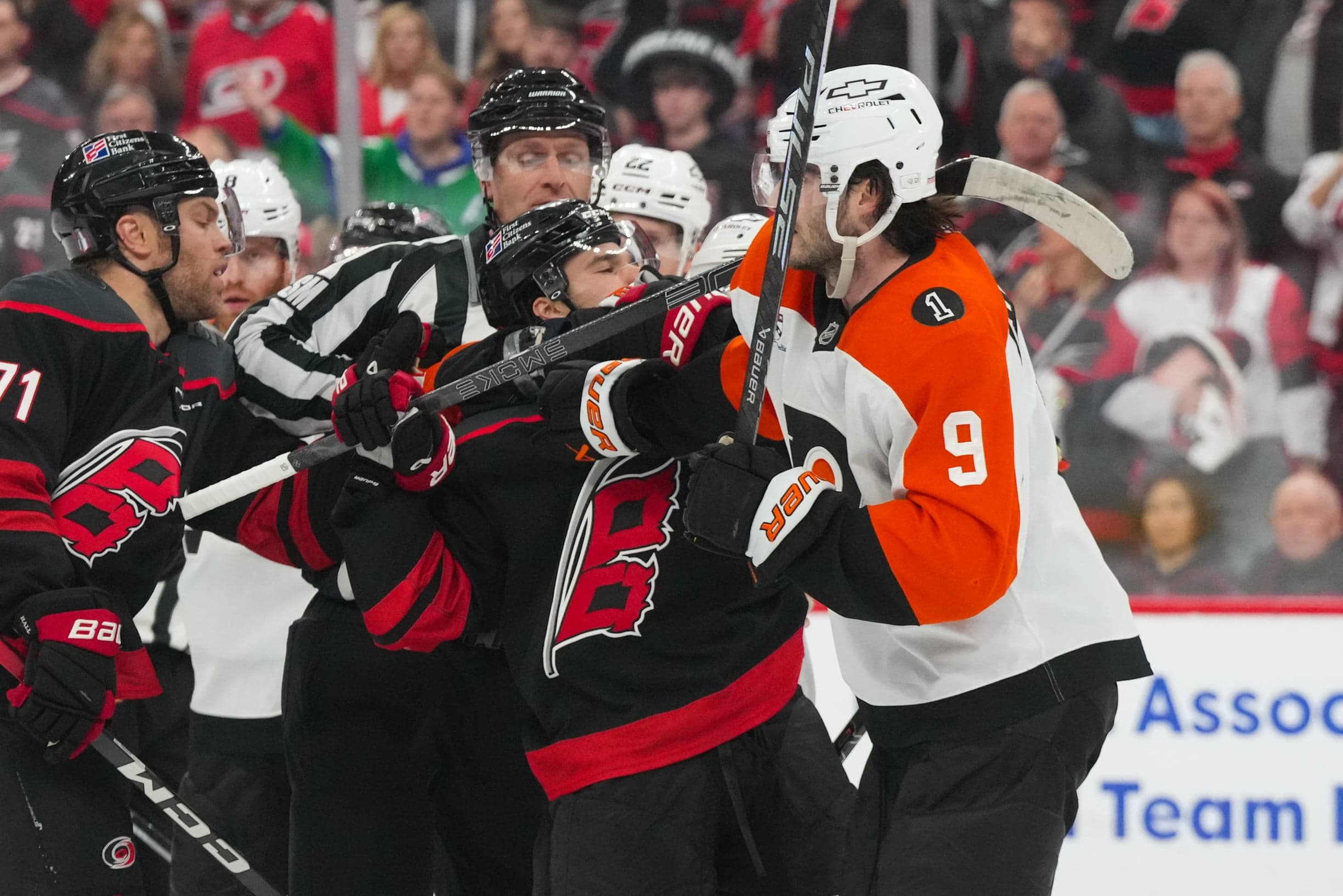 NHL Playoffs: Multiple Players Ejected from Hurricanes Game 1 Shutout Win Over Flyers