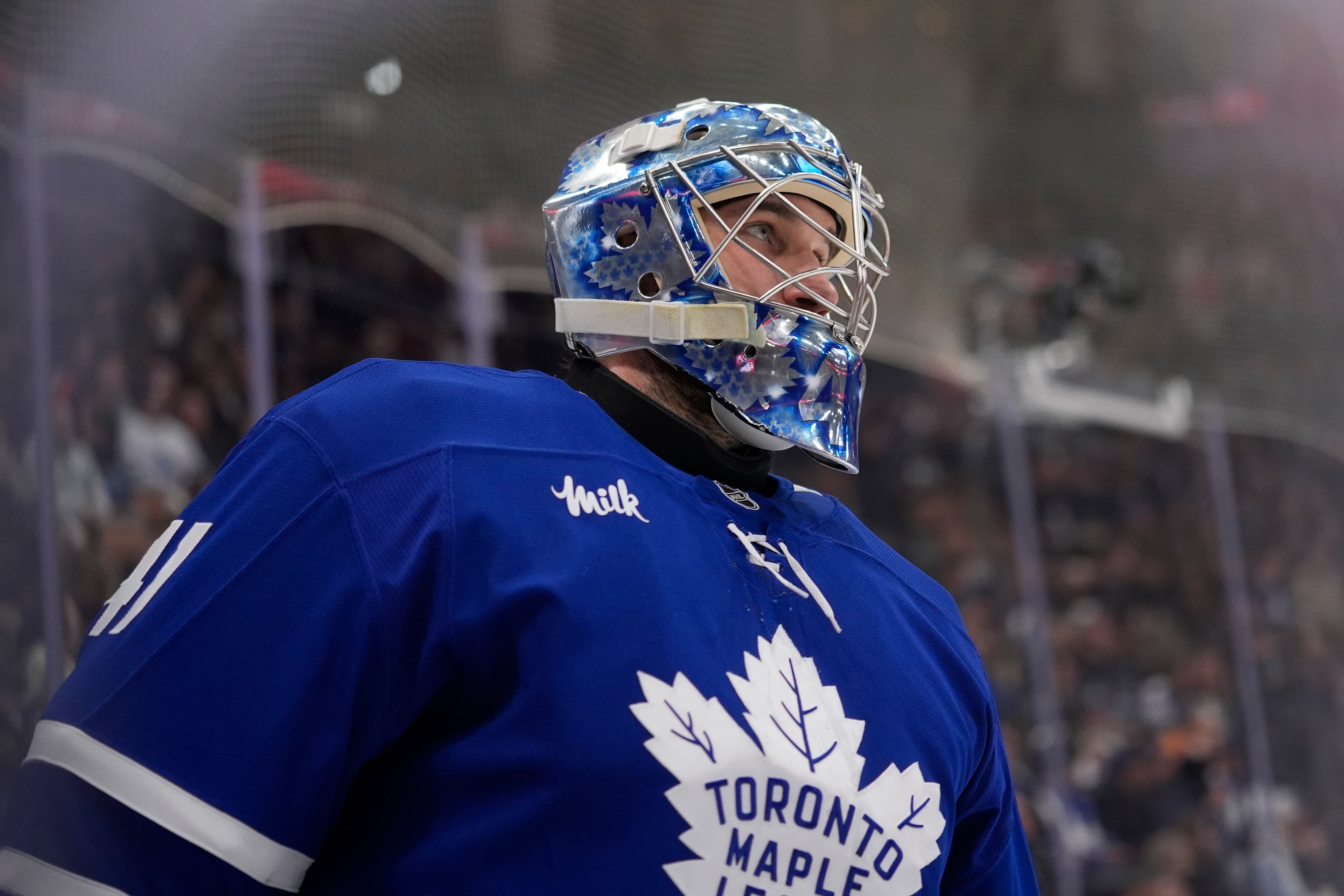 Maple Leafs goalie Anthony Stolarz avoids throat injury after scary accident