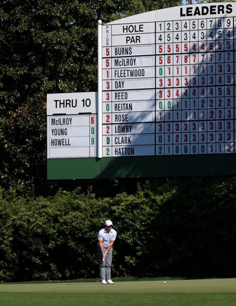 2026 Masters leaderboard entering Round 3, Rory McIlroy on historic pace