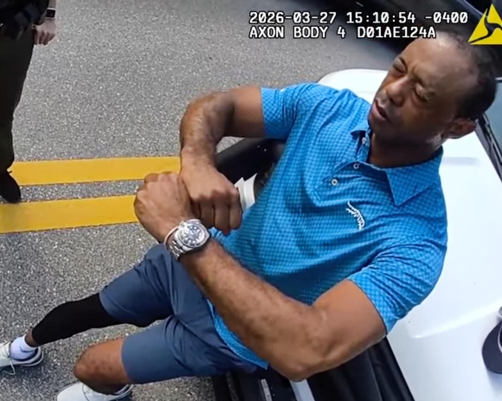 Bodycam footage shows Tiger Woods’s shock after crash: ‘I’m being arrested?’
