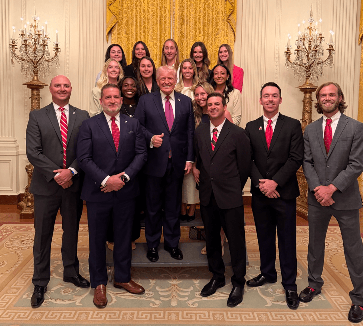 Trump and other men dominate White House photo celebrating women’s tennis team