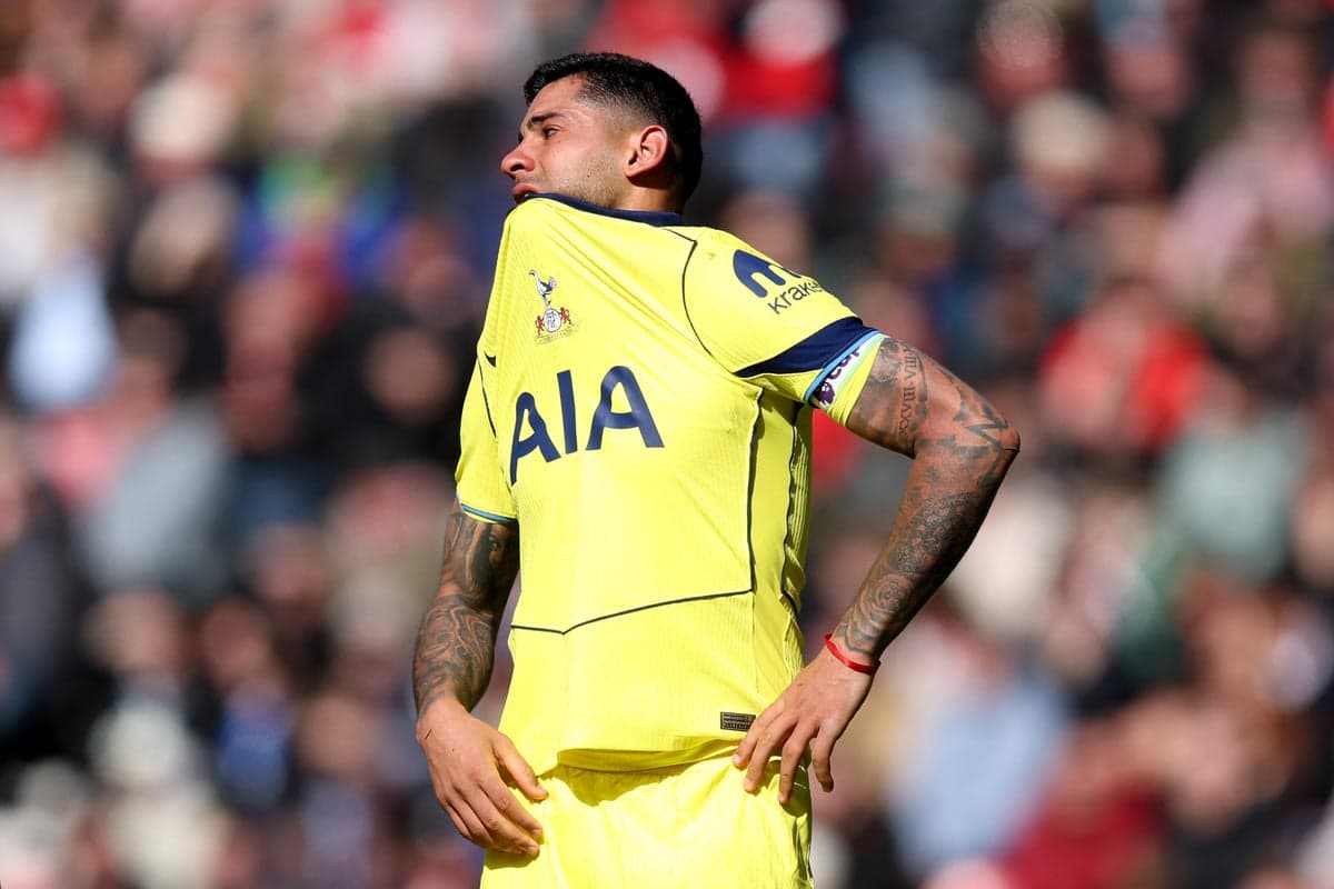 Cristian Romero leaves pitch in tears as Tottenham’s survival hopes dealt hammer injury blow