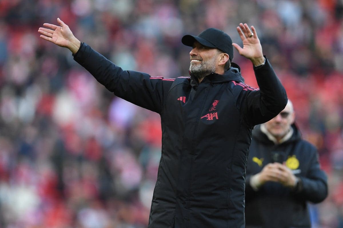 Jurgen Klopp performs trademark Liverpool celebration on Anfield return