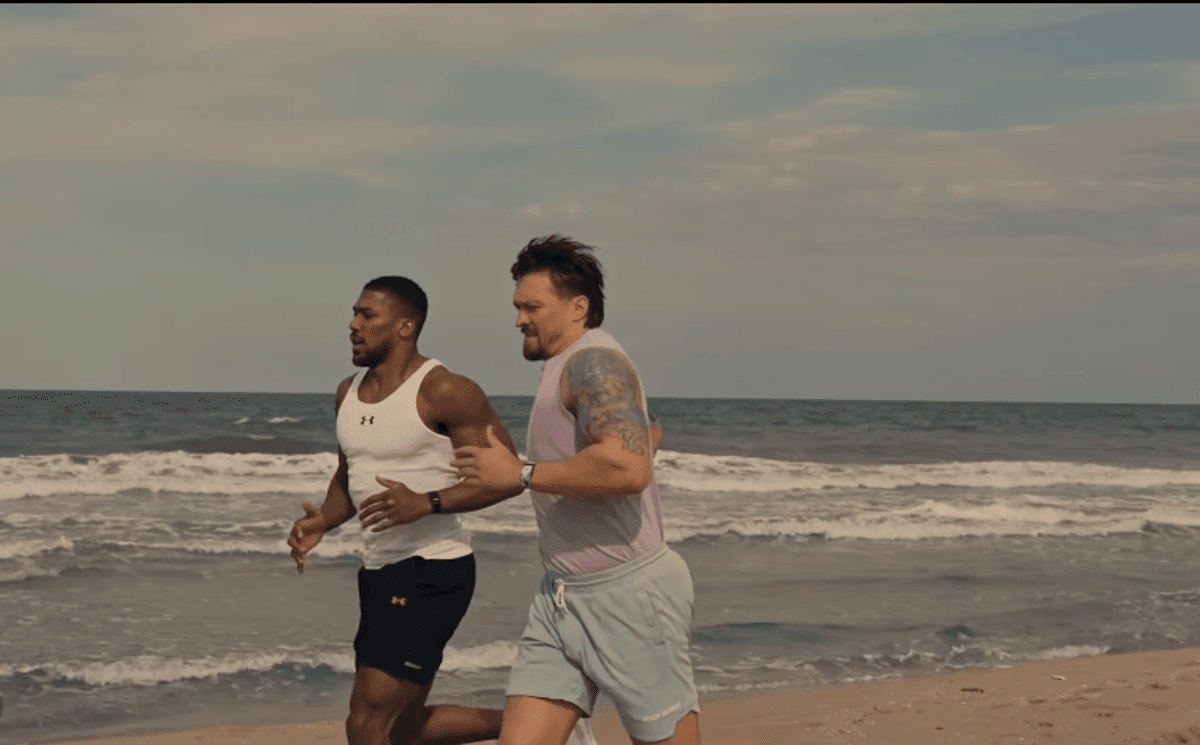 Anthony Joshua and Oleksandr Usyk recreate Rocky training montage as bromance blossoms