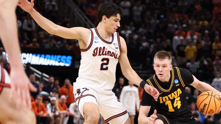 NCAA Final Four 2026: Illinois' Andrej Stojakovic showing his dad how to win two points at a time