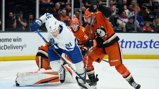 Ducks blow two-goal lead, lose Gauthier in OT loss to Maple Leafs