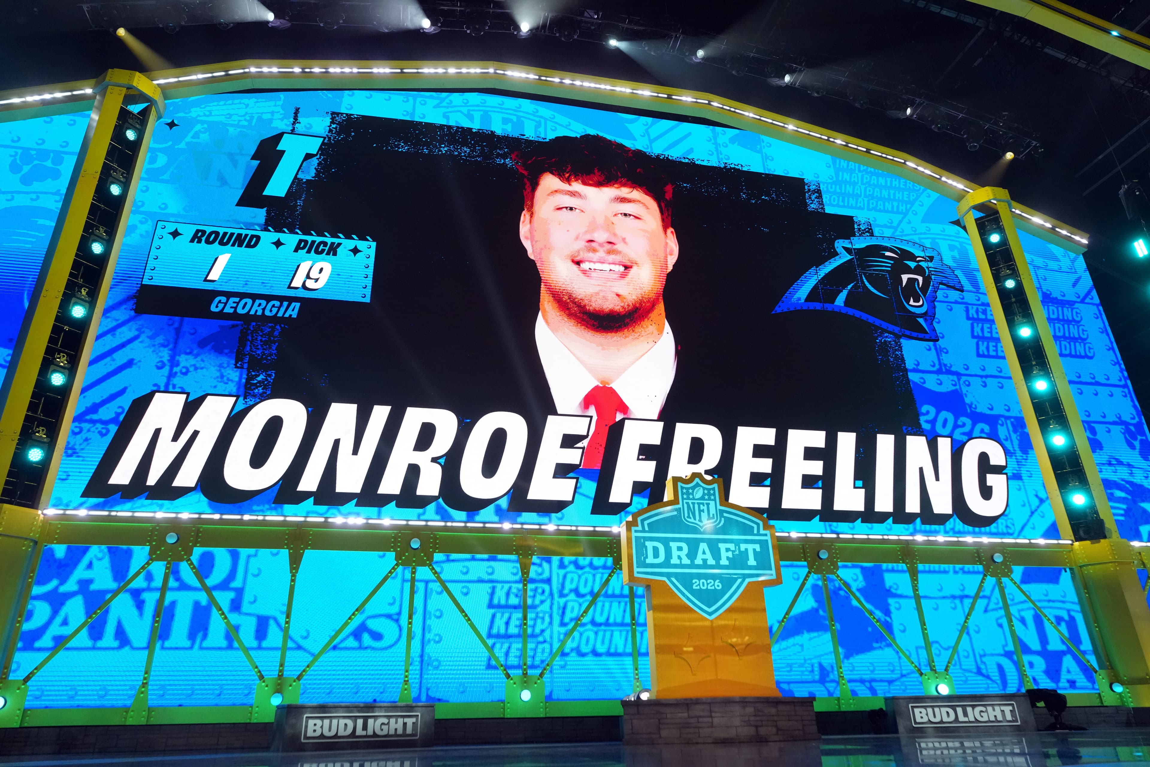 Monroe Freeling's emotional draft call with the Carolina Panthers