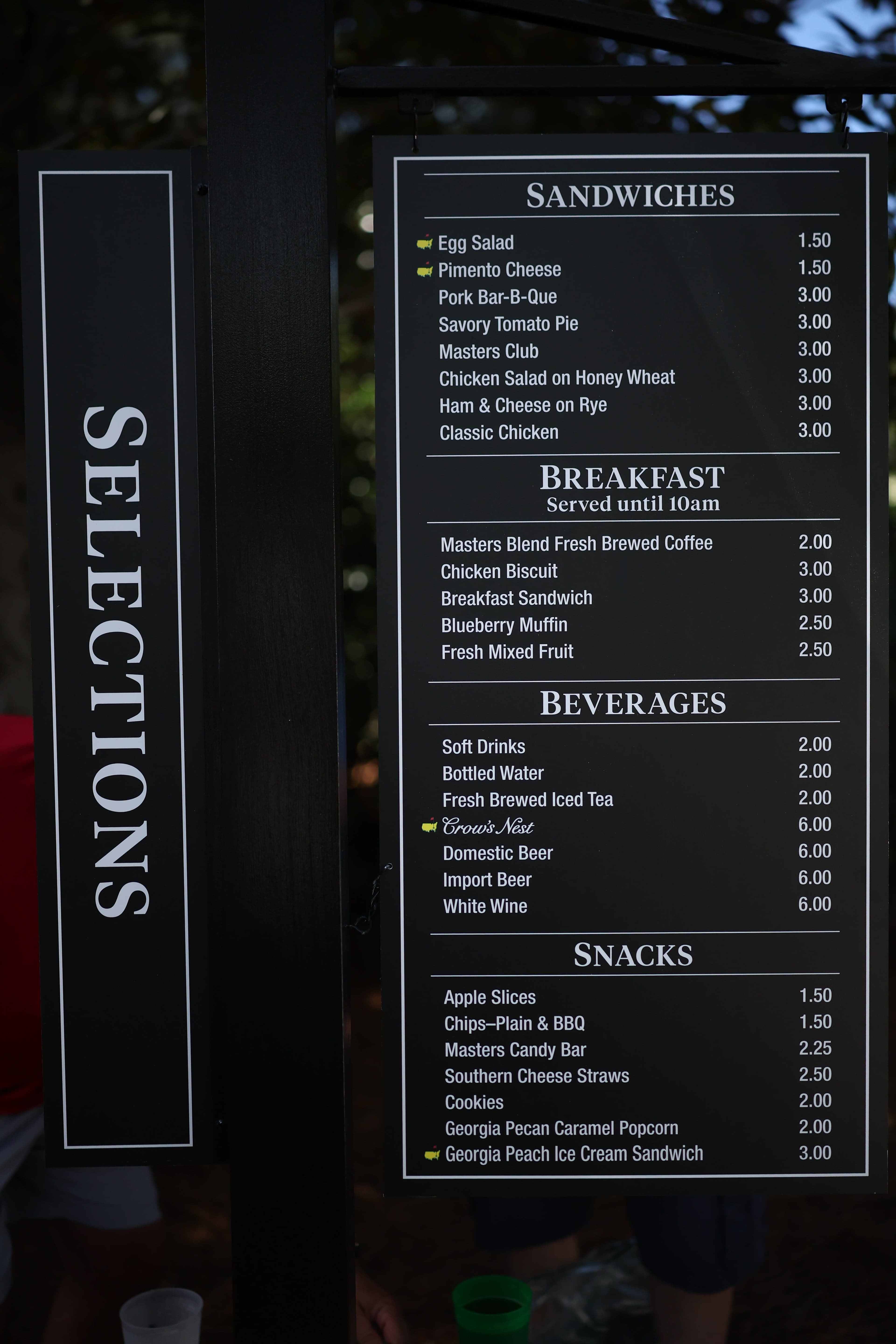 What's on the Masters menu? Concessions, prices at Augusta National