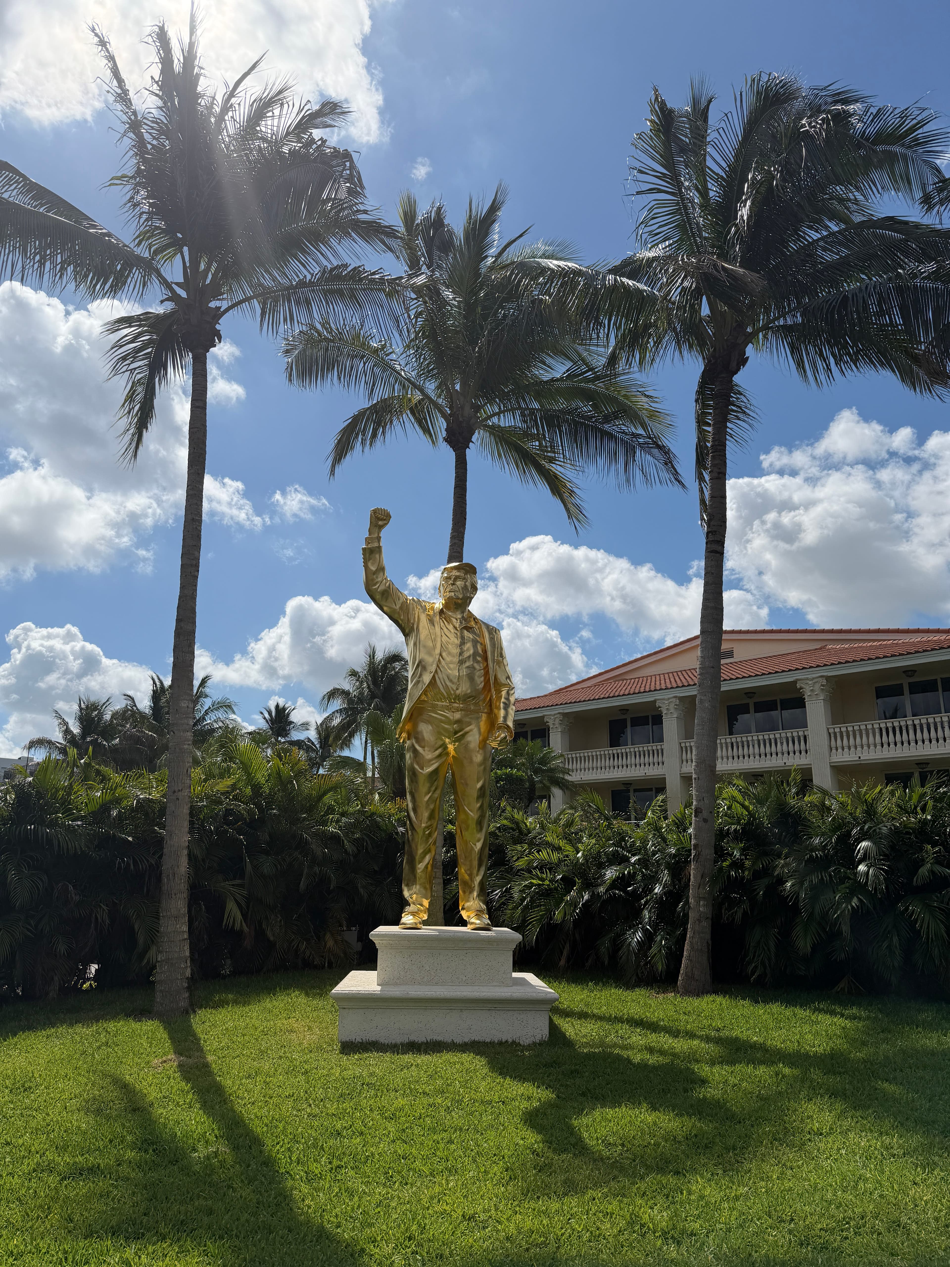 Donald Trump statue at Doral golf course is 'very tall and very gold'