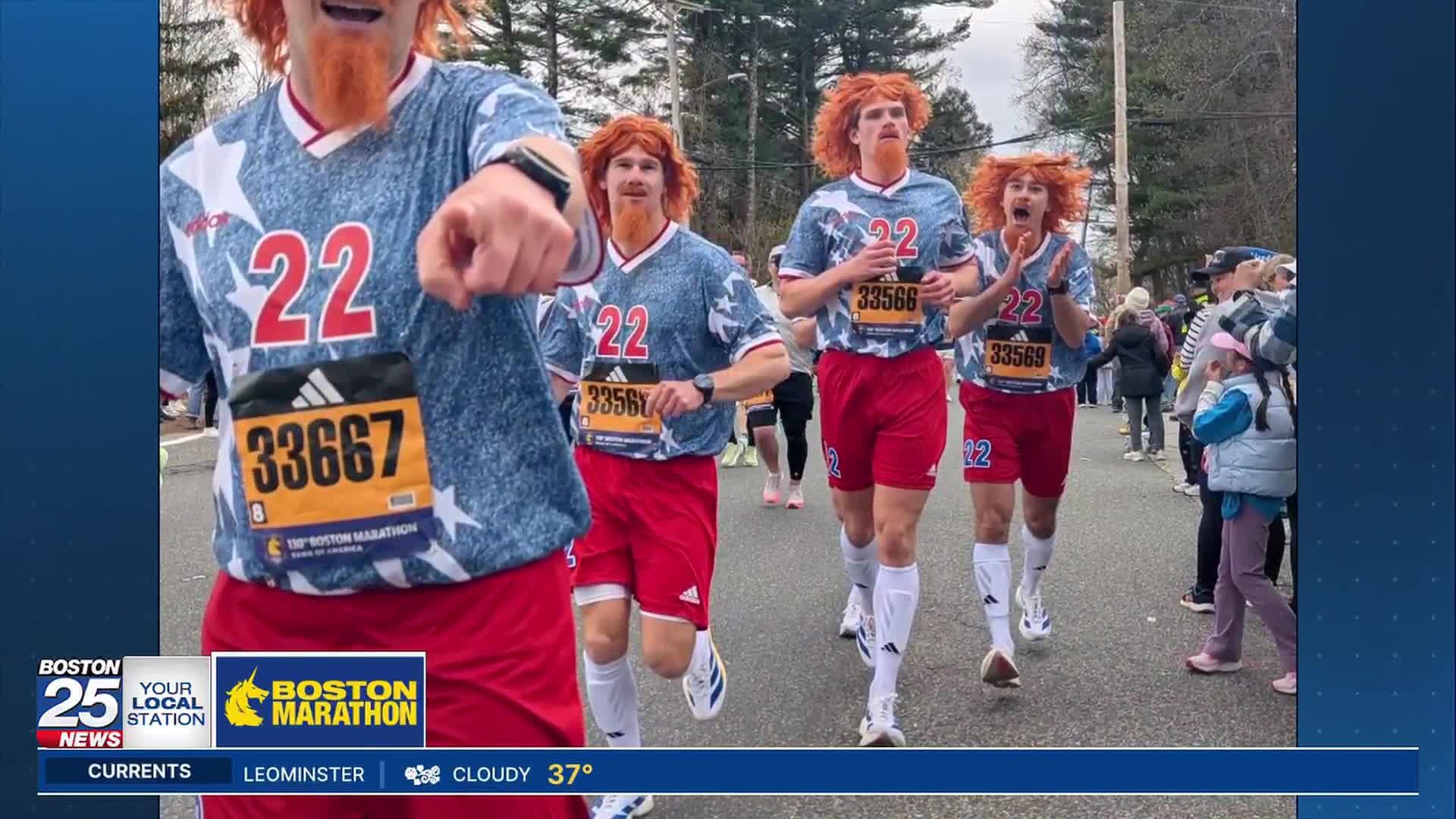 Group of Alexi Lalas look-alikes, other celebrities spotted running 2026 Boston Marathon