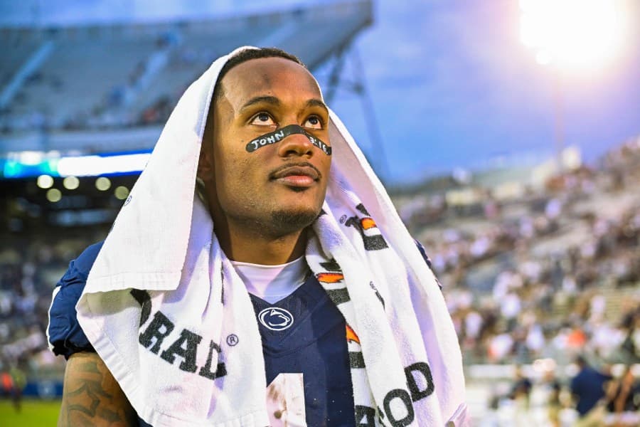 Penn State wide receiver Kyron Hudson signs with the Bears