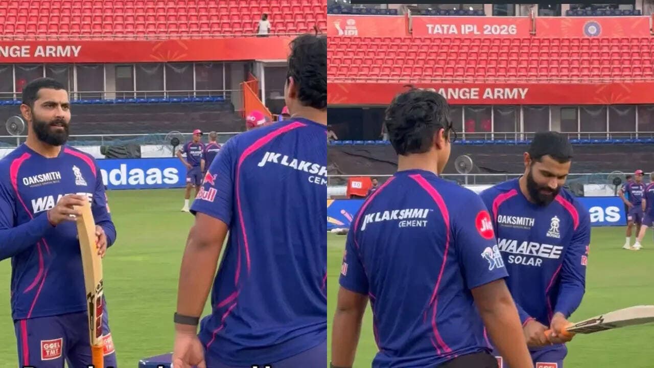 Ravindra Jadeja inspects Vaibhav Sooryavanshi's bat, asks 'Ye tune karwaya hai ki ... ' - WATCH