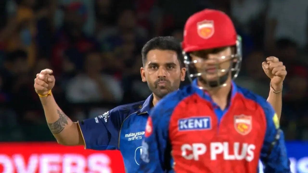 Deepak Chahar's reaction after deceiving Priyansh Arya with variation in MI vs PBKS match goes viral - Watch