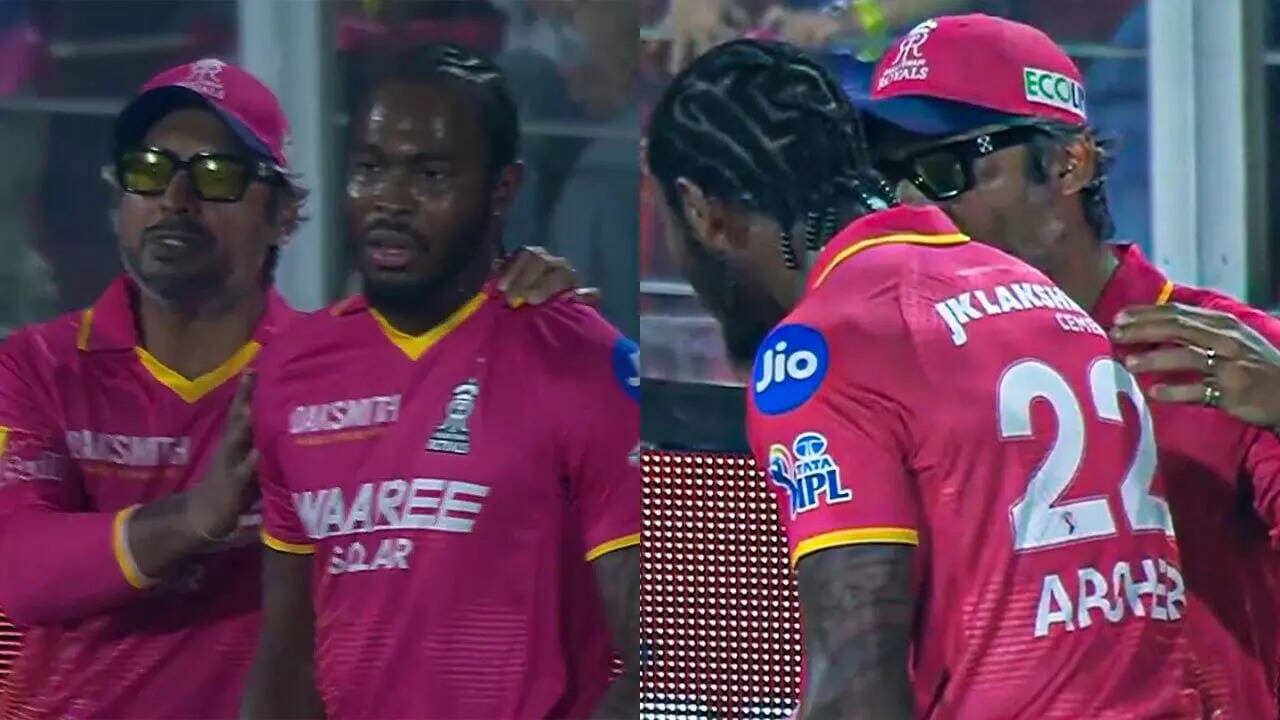 IPL 2026: Kumar Sangakkara steps in to calm angry Jofra Archer after horror 11-ball over vs Gujarat Titans