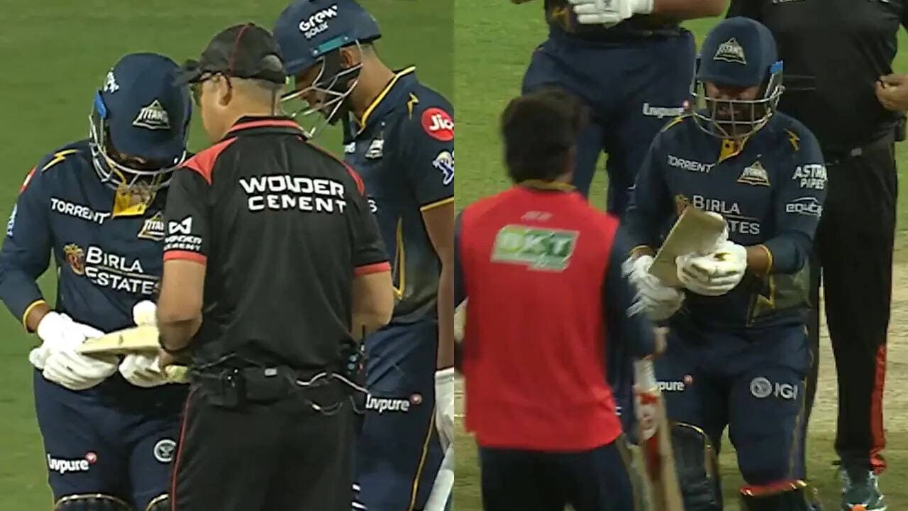 IPL mid-game drama: Rahul Tewatia forced to change bat during PBKS vs GT - Watch