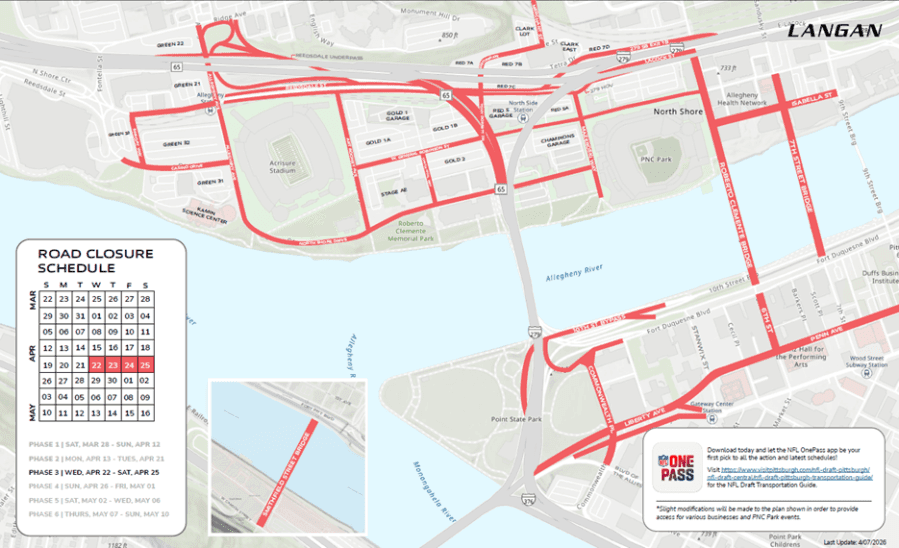 Final pre-event road closures announced ahead of NFL Draft in Pittsburgh