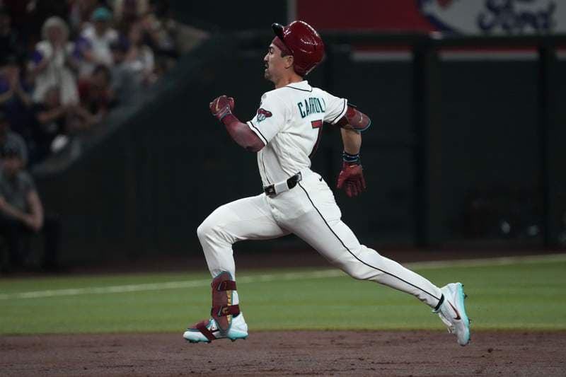 Corbin Carroll drilled in head during incredible inside-the-park home run