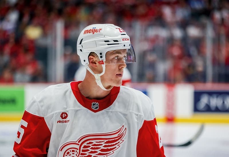 Red Wings Bernard-Docker Lights Lamp Against Old Team