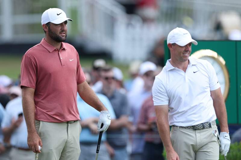 Rory McIlroy reacts after his disappointing third round at The Masters and praises Scottie Scheffler