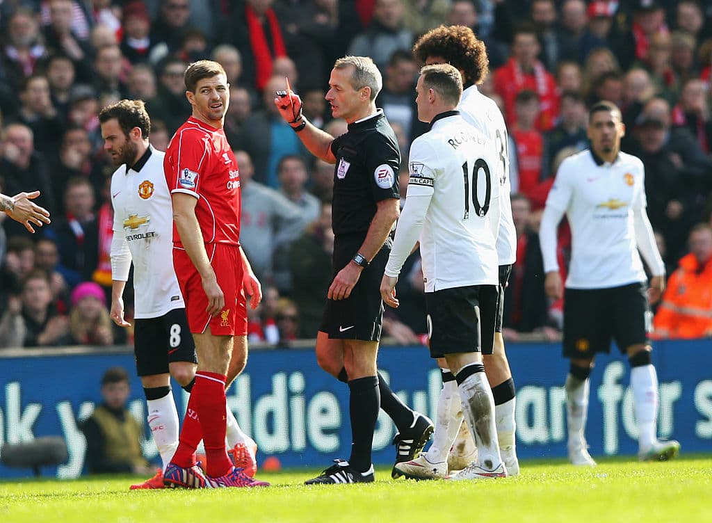  Sent off after 38 seconds: Gerrard loses it in Liverpool–Man U