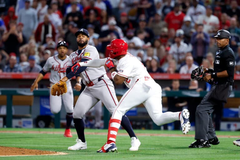 Bench-clearing brawl erupts between Angels, Braves after Jorge Soler charges mound