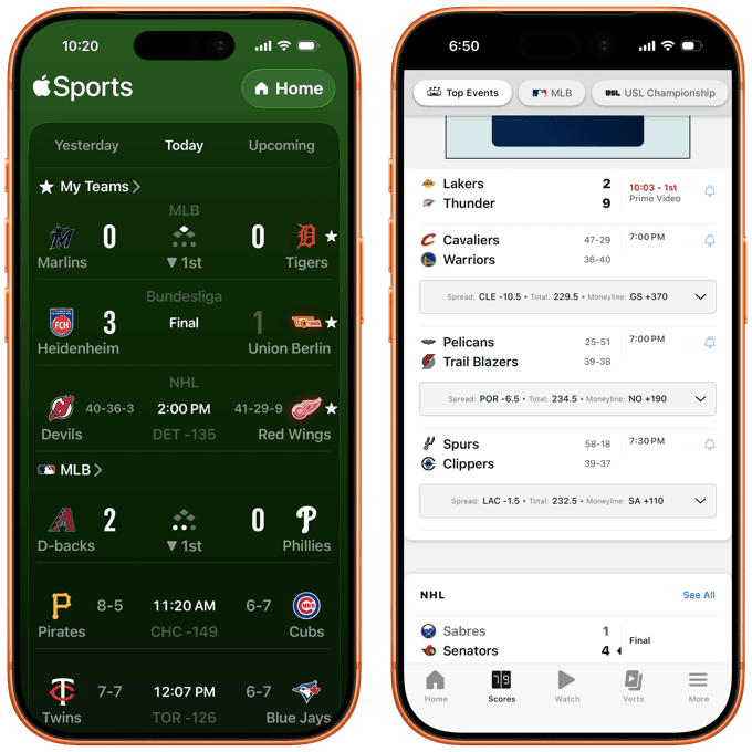Scoring the differences between ESPN and Apple Sports