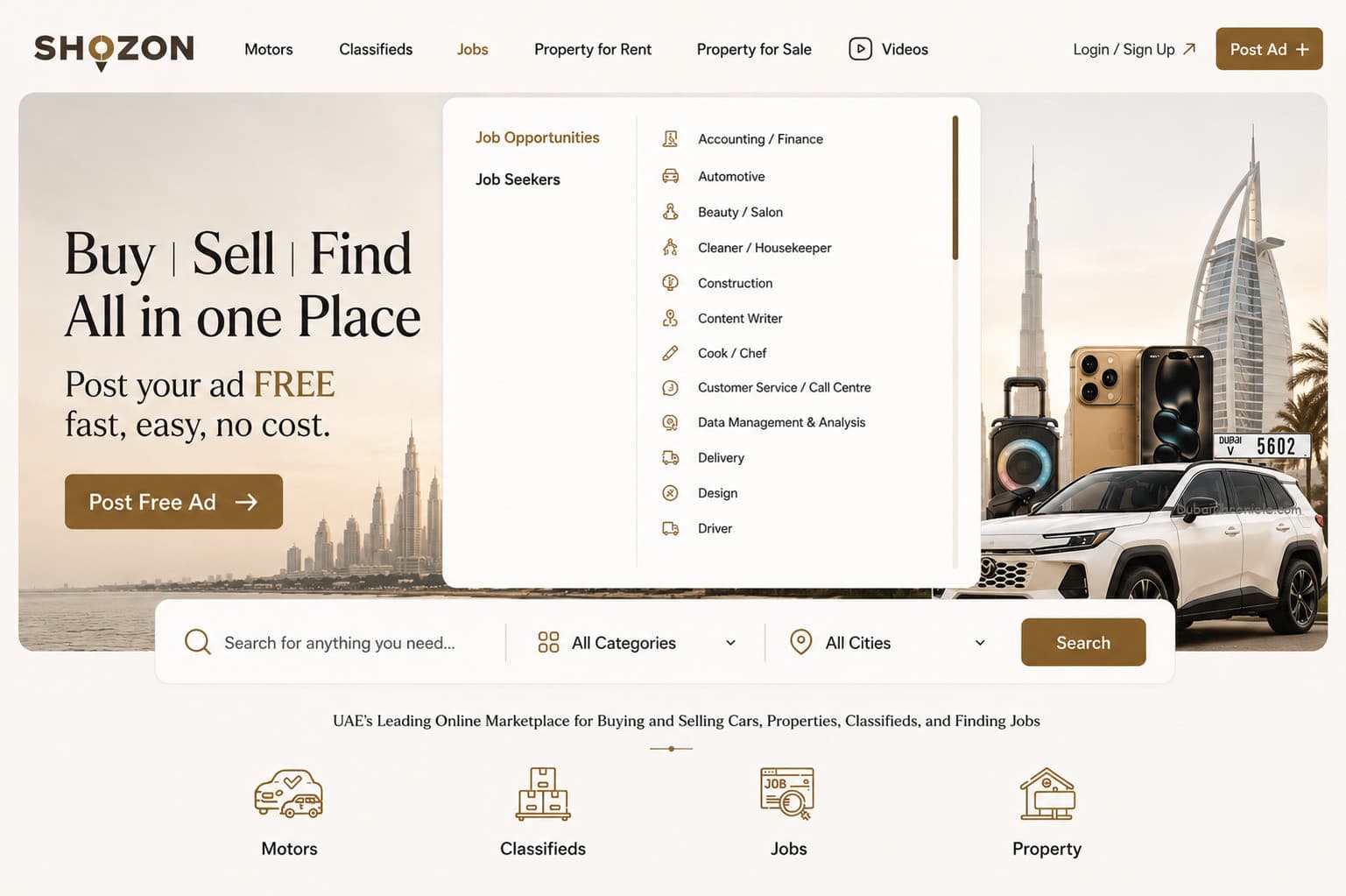 Free Listings in Dubai for Everyone on Shozon