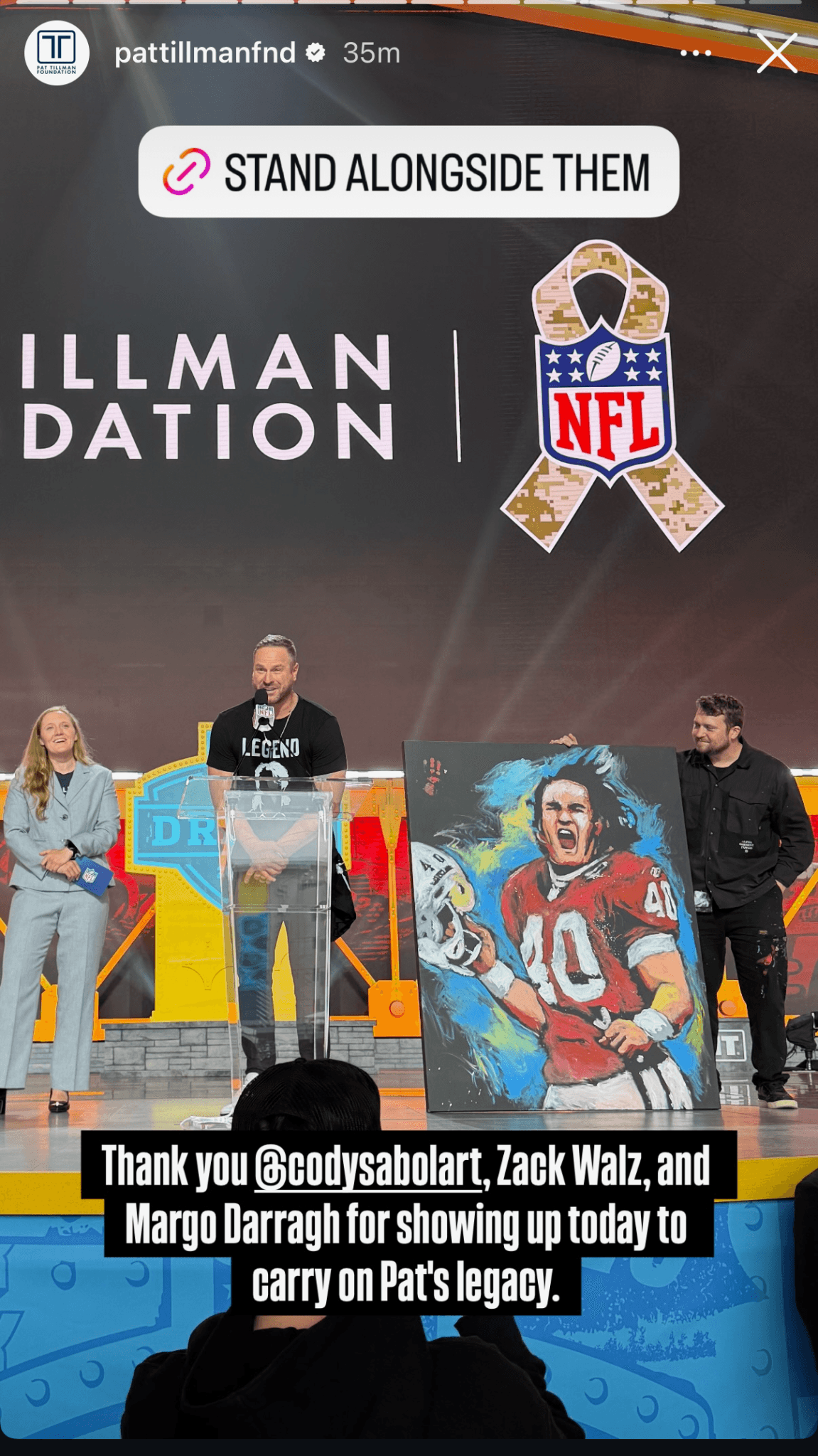 Margo Darragh and Zack Walz revel in being part of the Pat Tillman pick