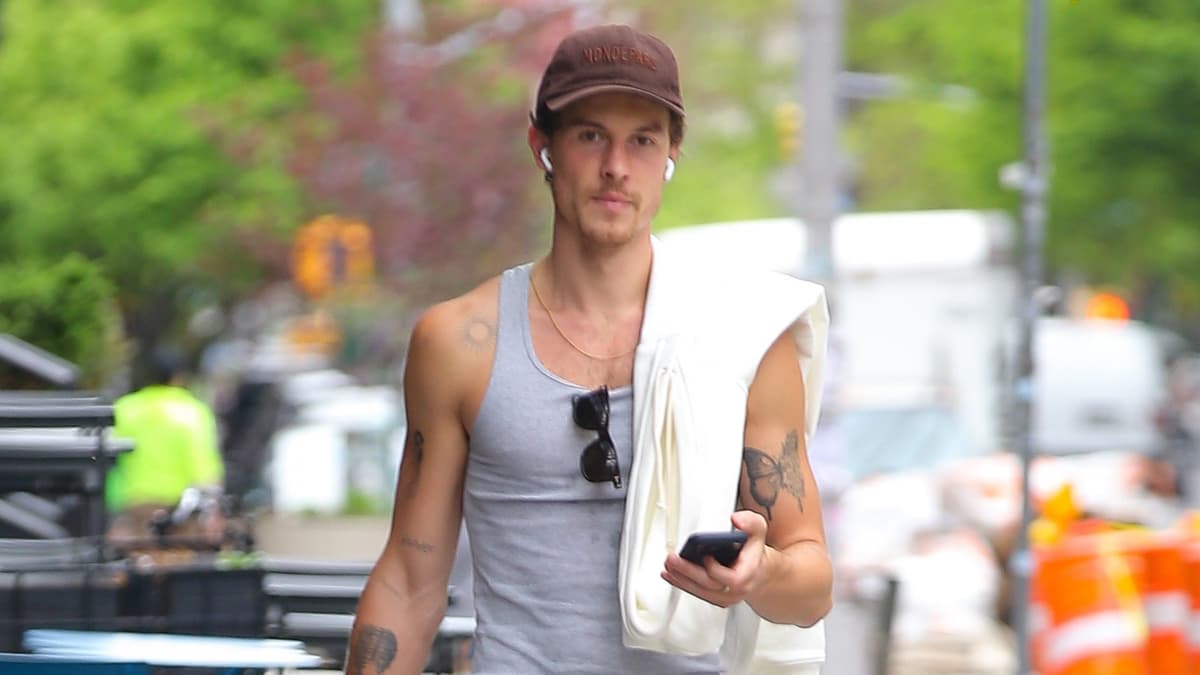 Shawn Mendes Sports Tank Shirt During Day Out in NYC